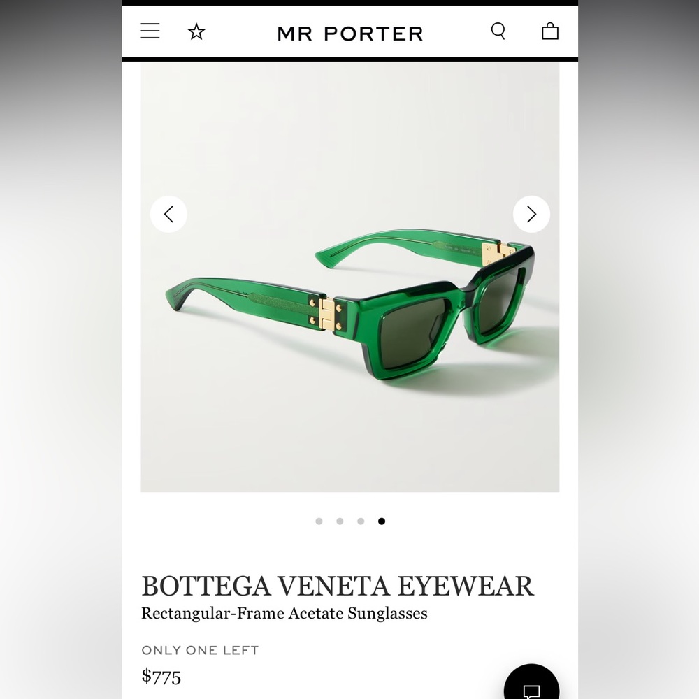 Bottega Veneta Bold Green Sunglasses with Gold Details - Picture 8 of 8